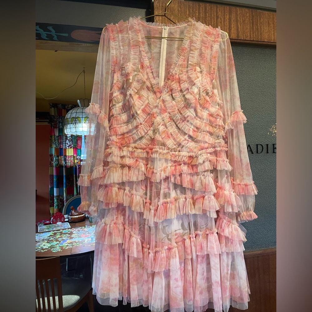 Needle & Thread Rose Bluebell Ruffle Mini Dress